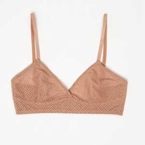 ELSE Lingerie Betty Triangle Soft Bra Bronze Geometric Lace Bralette XL 38C 40B
